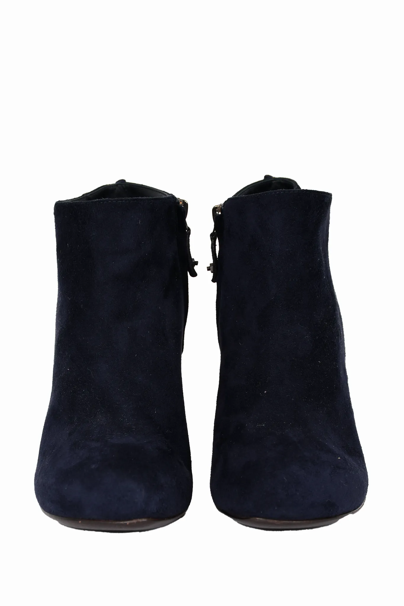 Lanvin Navy Suede Block Heeled Boots Size 37.5