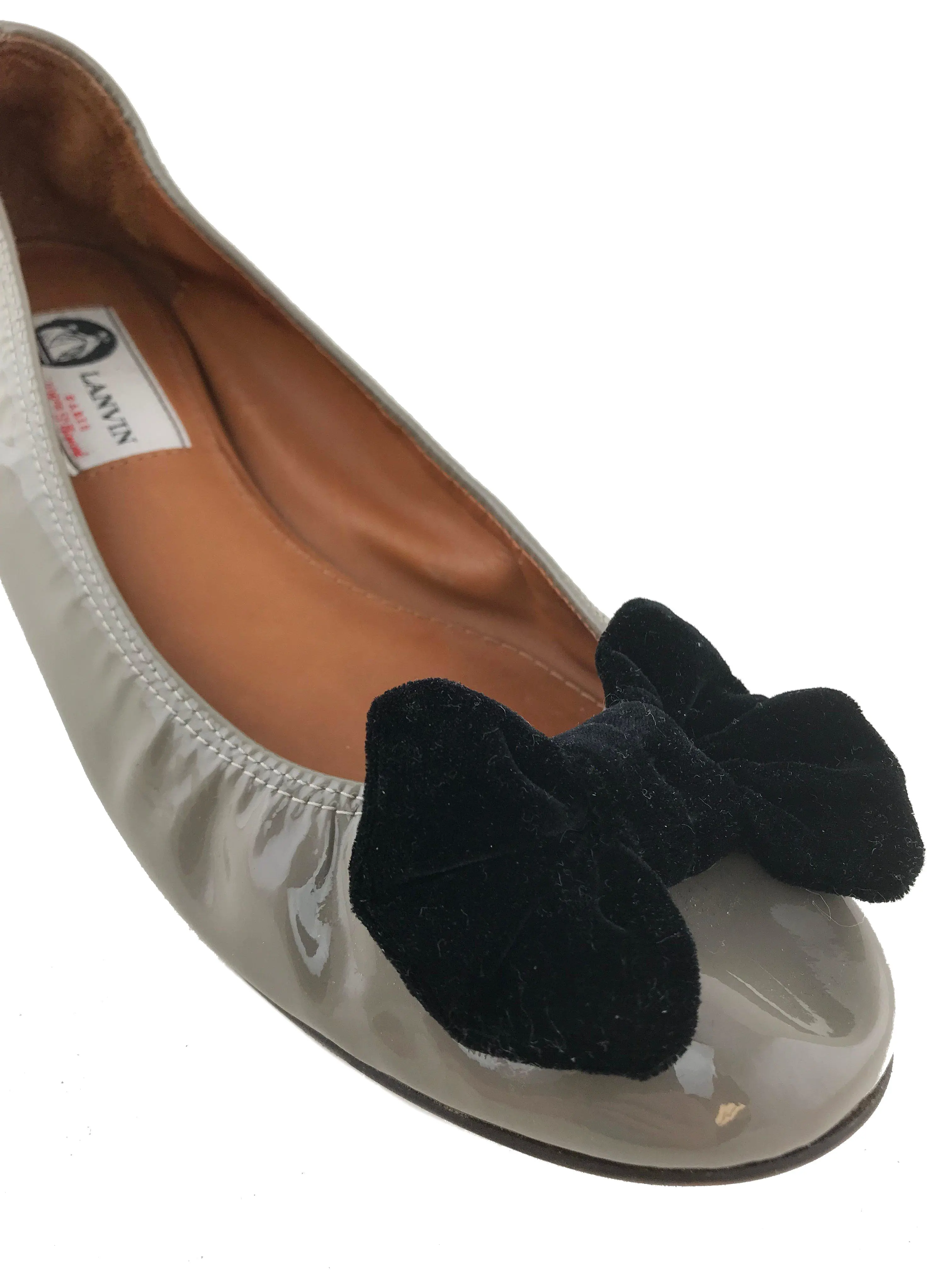 Lanvin Patent Leather Bow-Embellished Ballet Flats Size 8.5