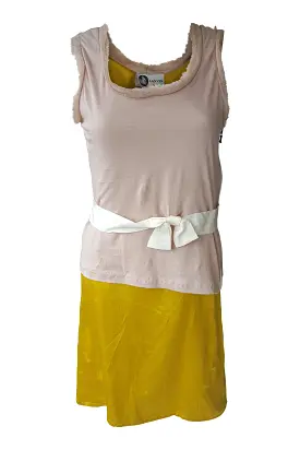 LANVIN Vintage Sleeveless Mini Dress - Yellow Cream Colour-block Dress (S)