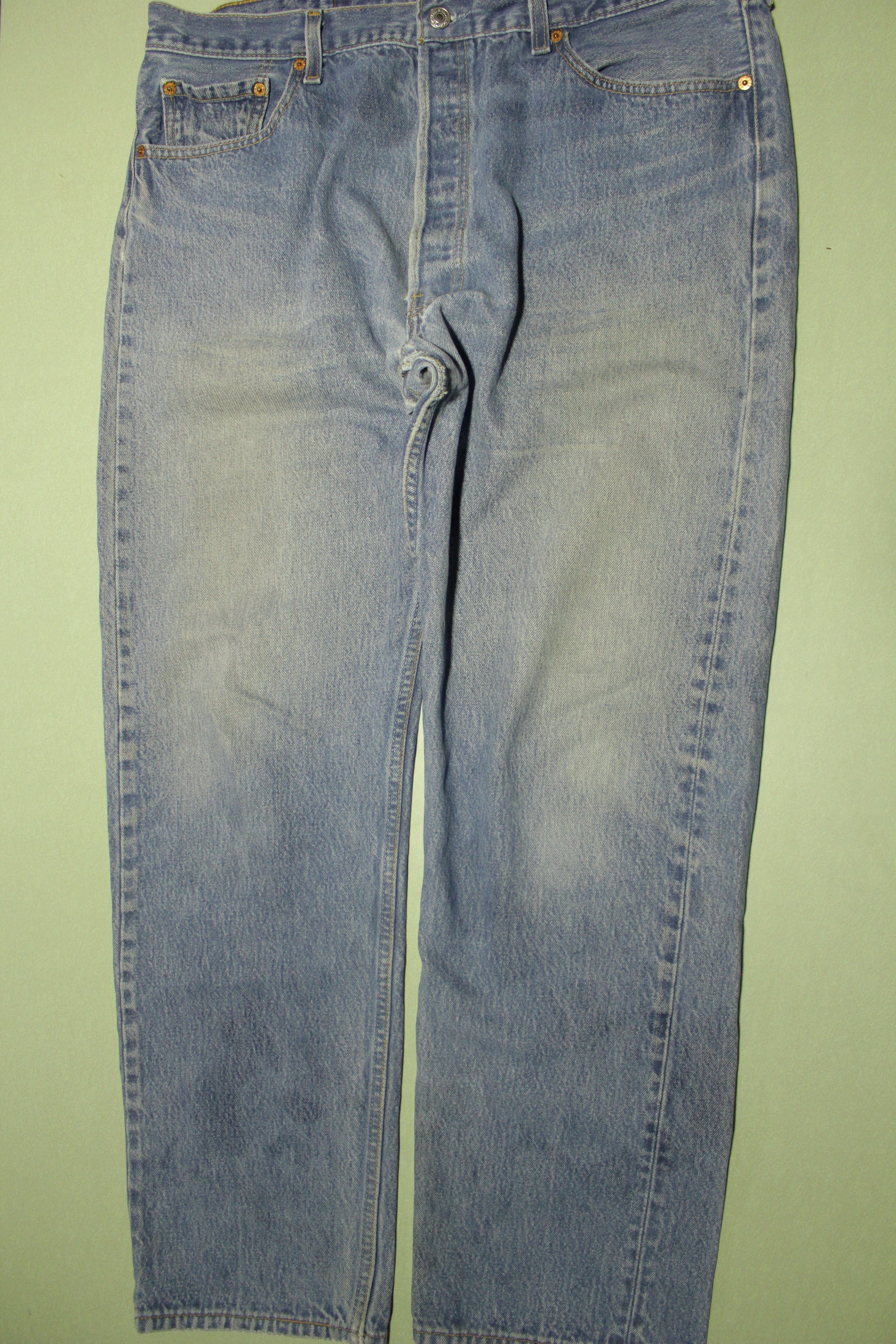 Levis Button Fly 501xx Vintage 90's Distressed Grunge Punk Blue Denim Jeans