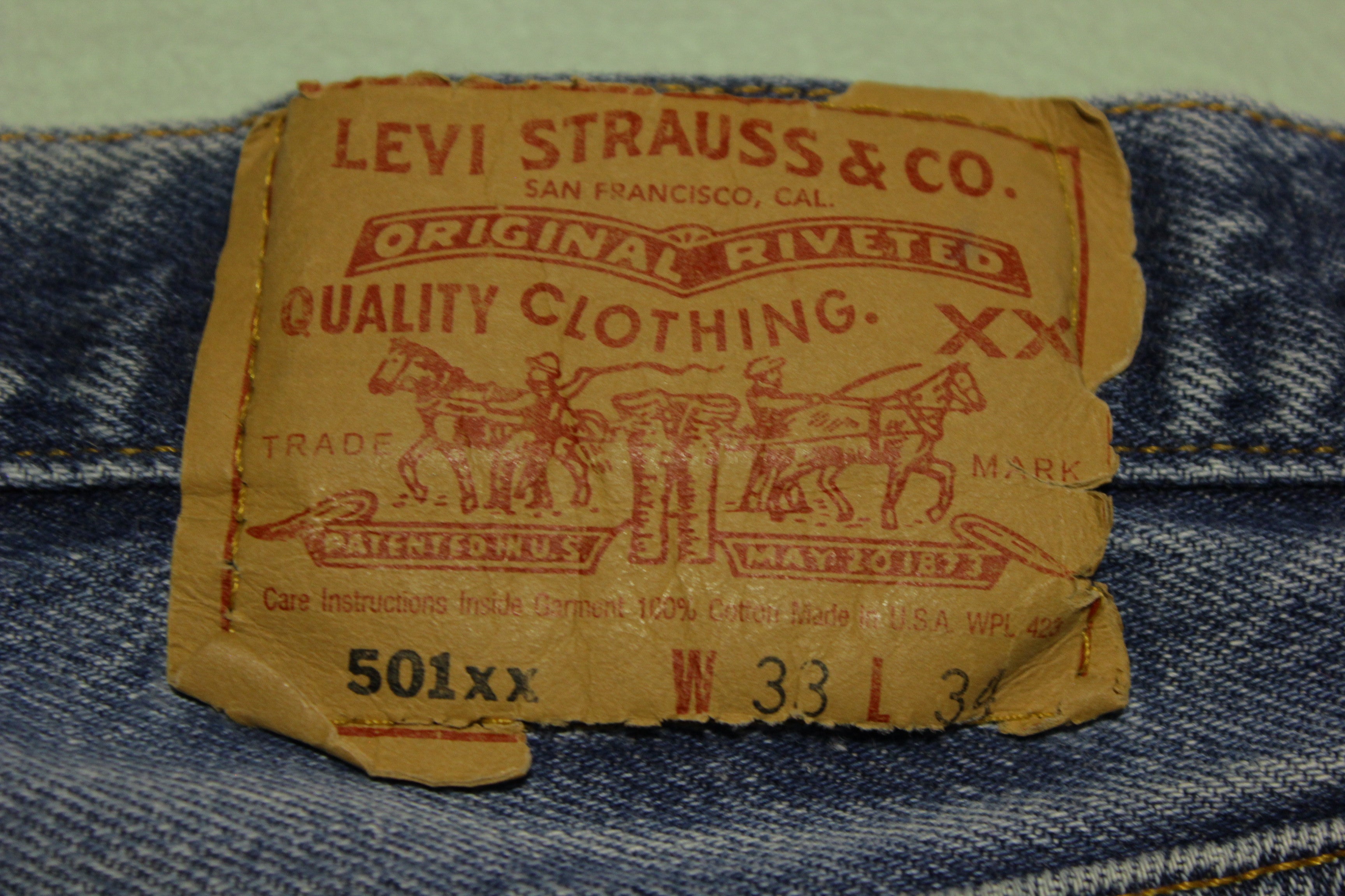 Levis Button Fly 501XX Vintage 90's USA Made Distressed Denim Jeans