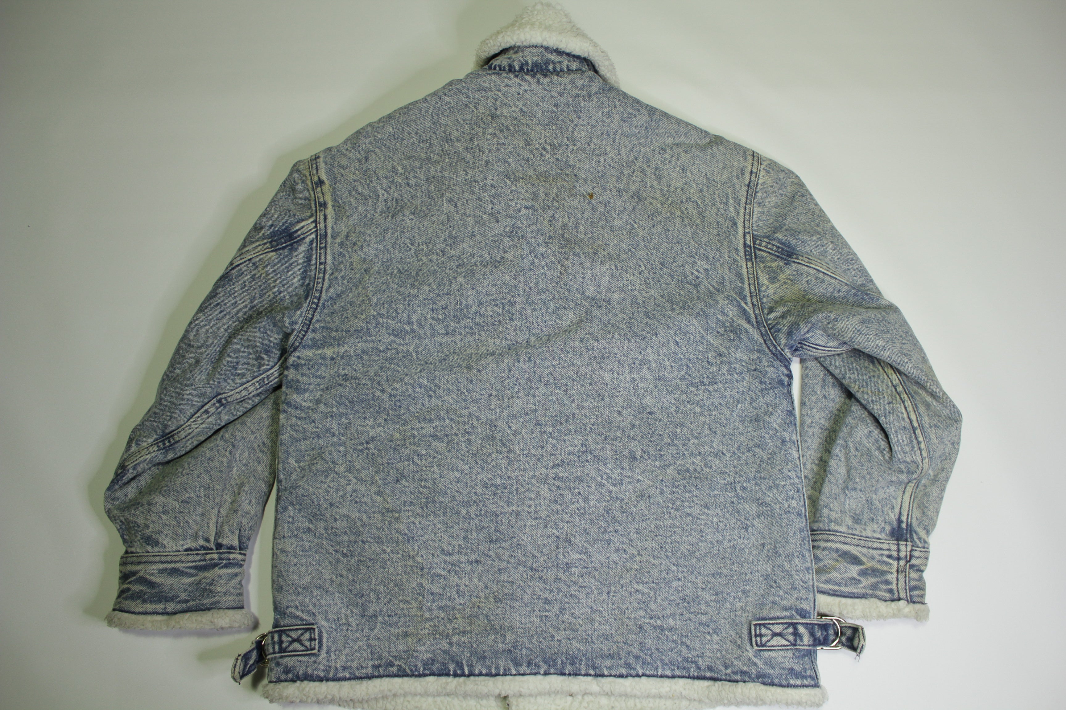 Levis RARE Buckle Collar San Francisco Sherpa Lined Acid Washed 80's Denim Jean Jacket