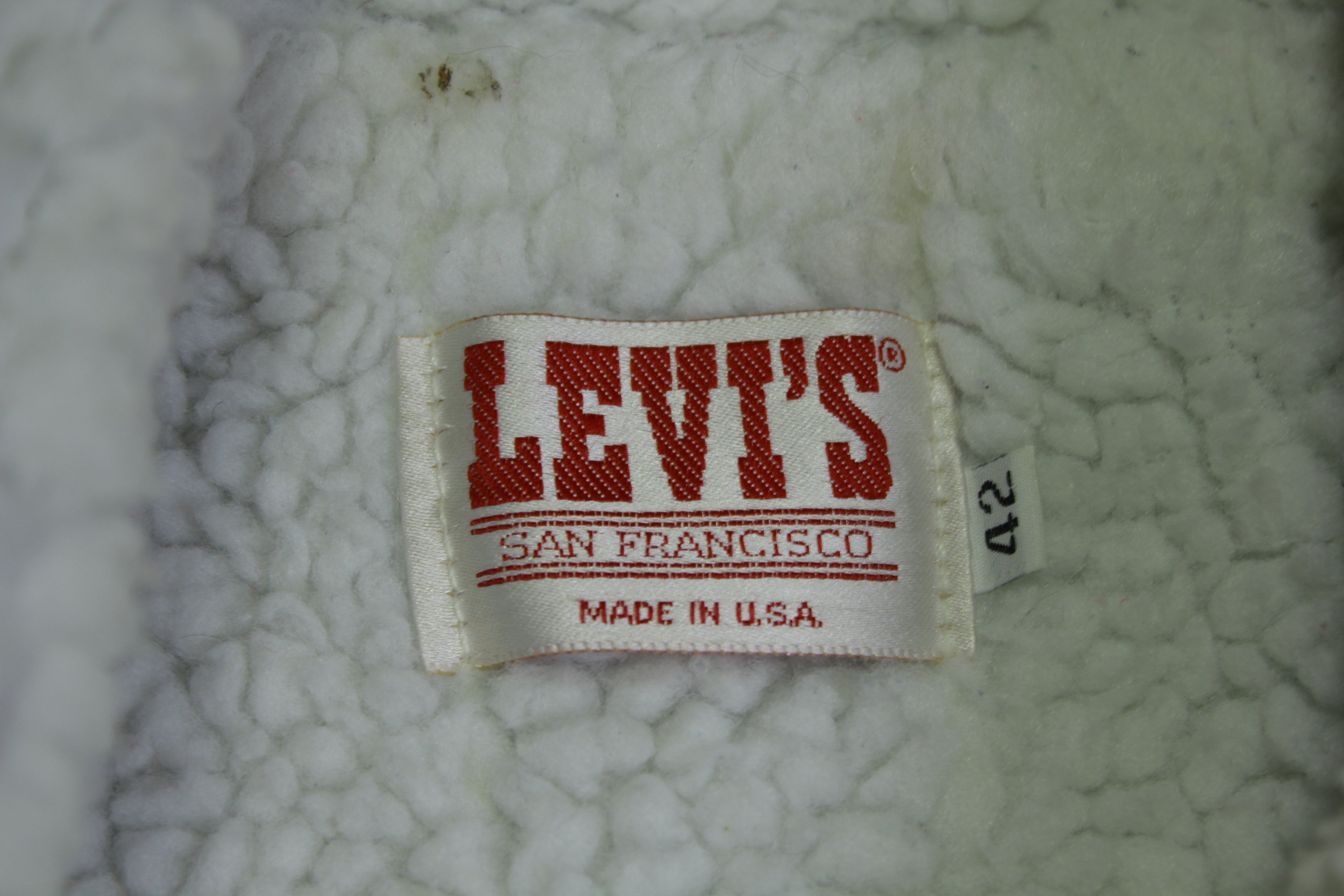 Levis San Francisco Sherpa Lined Dark Washed 80's Denim Jean Jacket USA Made