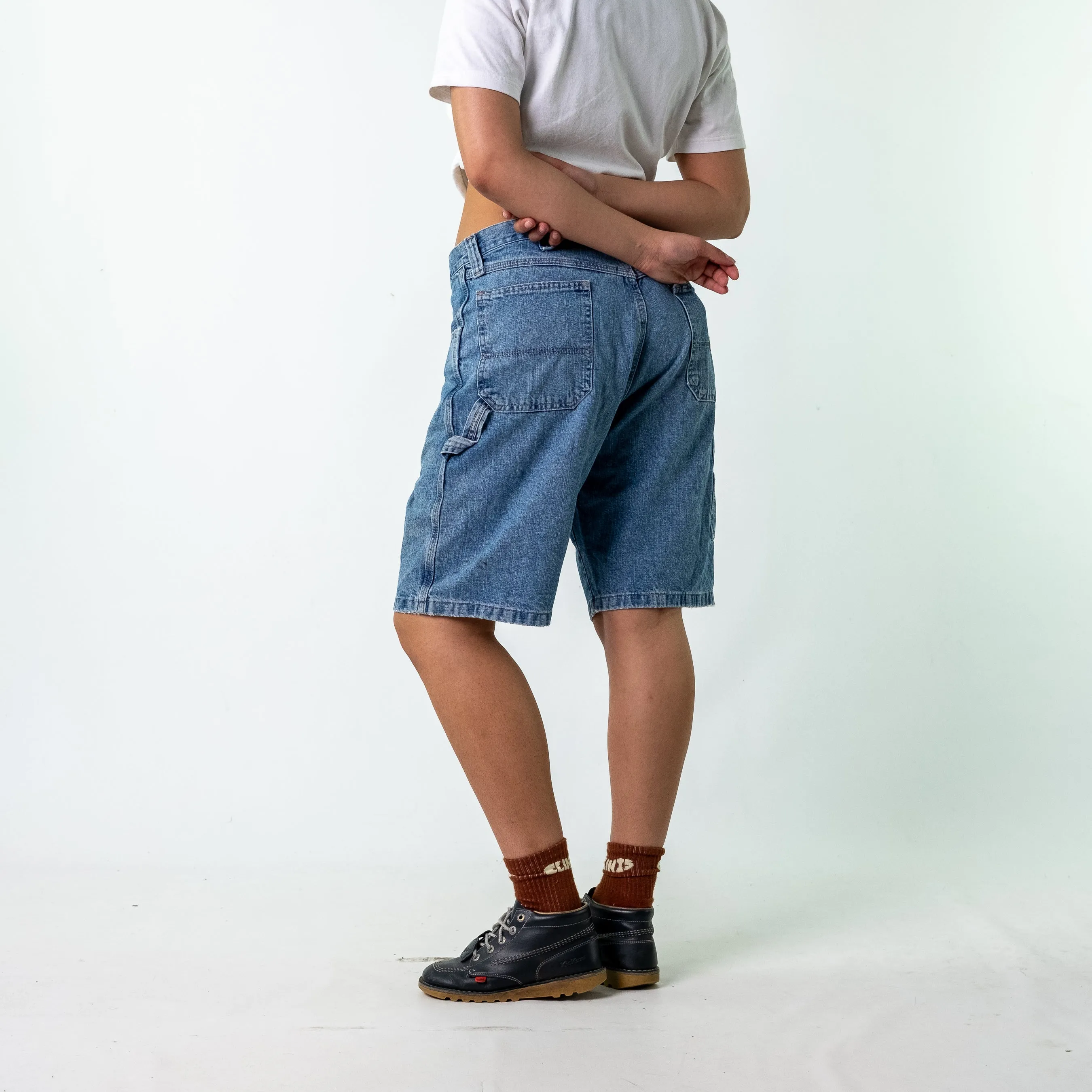 Light Blue 90s Wrangler Denim Carpenter Jorts Shorts (34)