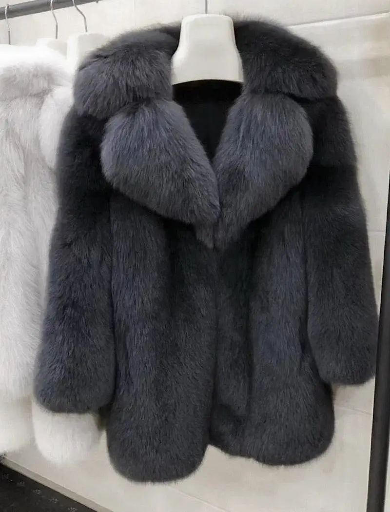 Lux Thick Fox Fur Coat