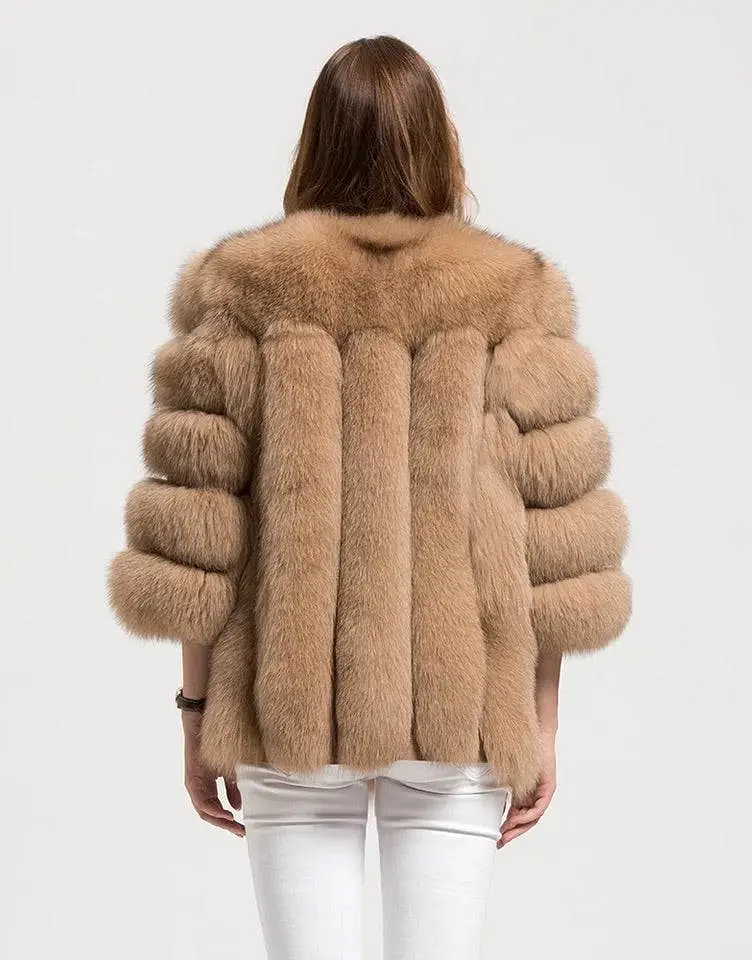 Lux Vertical Striped Fox Fur Coat