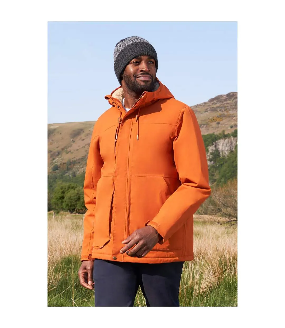 Mens coastline borg waterproof jacket rust Mountain Warehouse