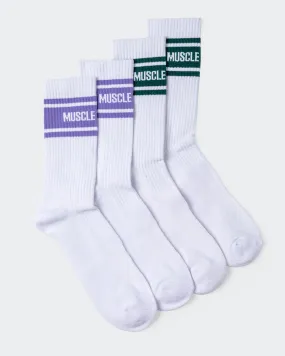 Mens MN Crew Socks Multi (Antique Green / Aster Purple)