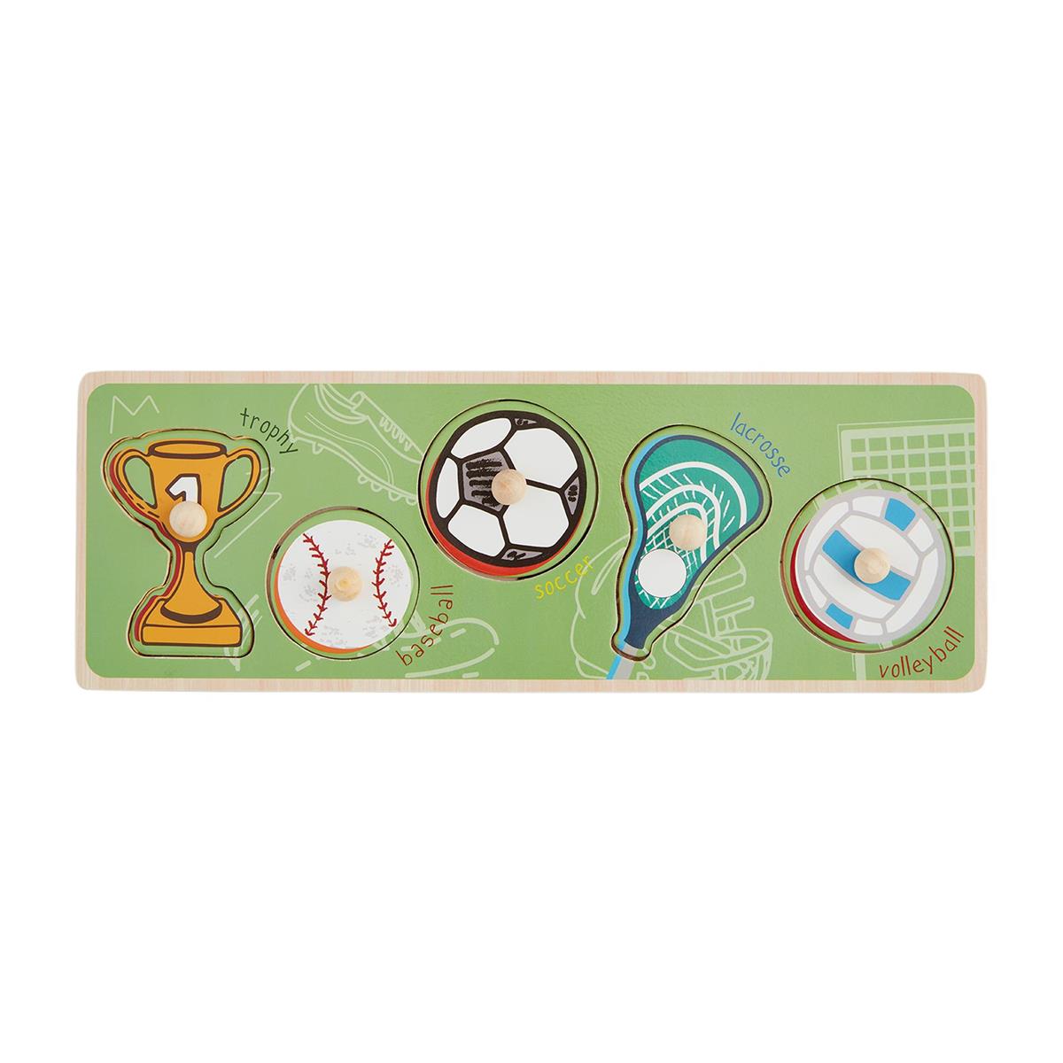 Mud Pie Sports Touch & Feel Knob Wooden Puzzle