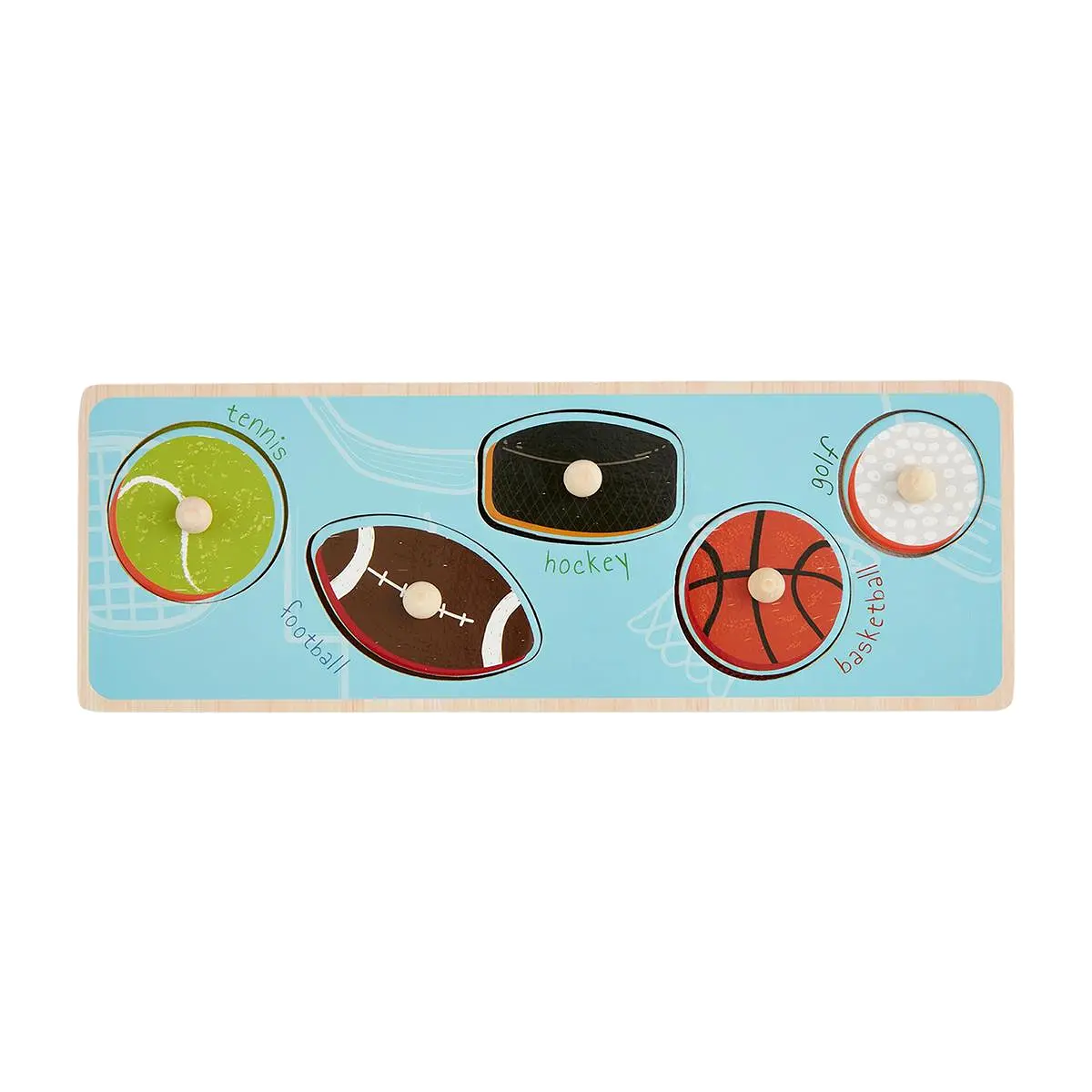 Mud Pie Sports Touch & Feel Knob Wooden Puzzle