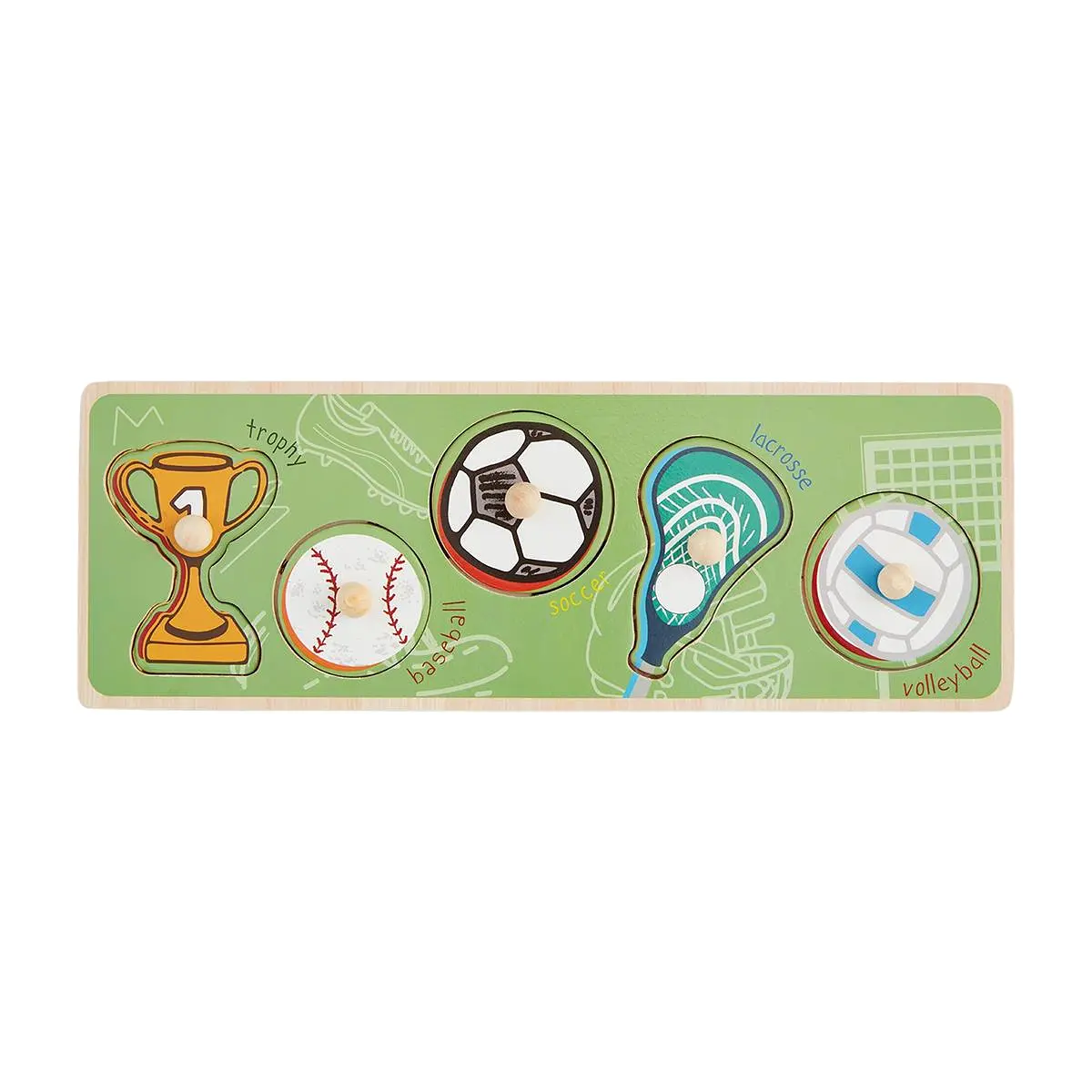 Mud Pie Sports Touch & Feel Knob Wooden Puzzle