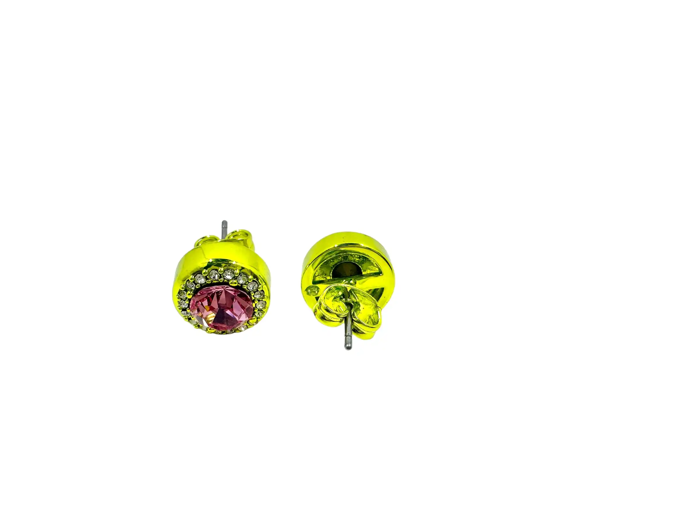 Norma Apple Green Pink CZ Stud Earrings