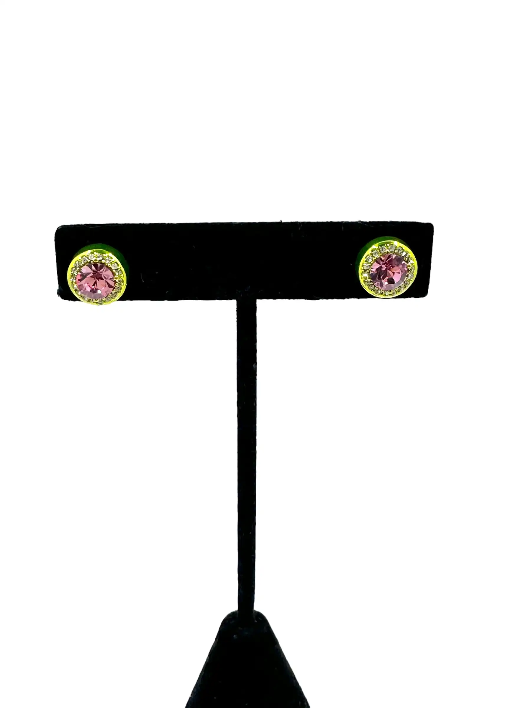 Norma Apple Green Pink CZ Stud Earrings