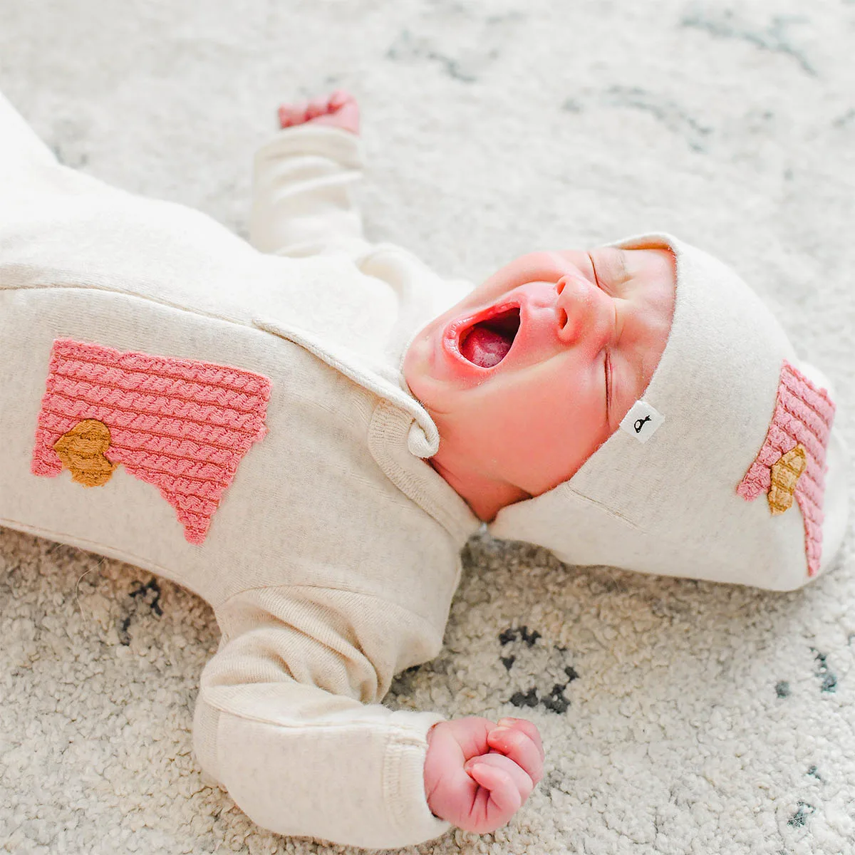 oh baby! Onesie Zipper Footie - Minnesota Love Blush - Sand