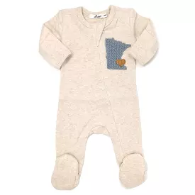 oh baby! Onesie Zipper Footie - Minnesota Love Fog - Sand