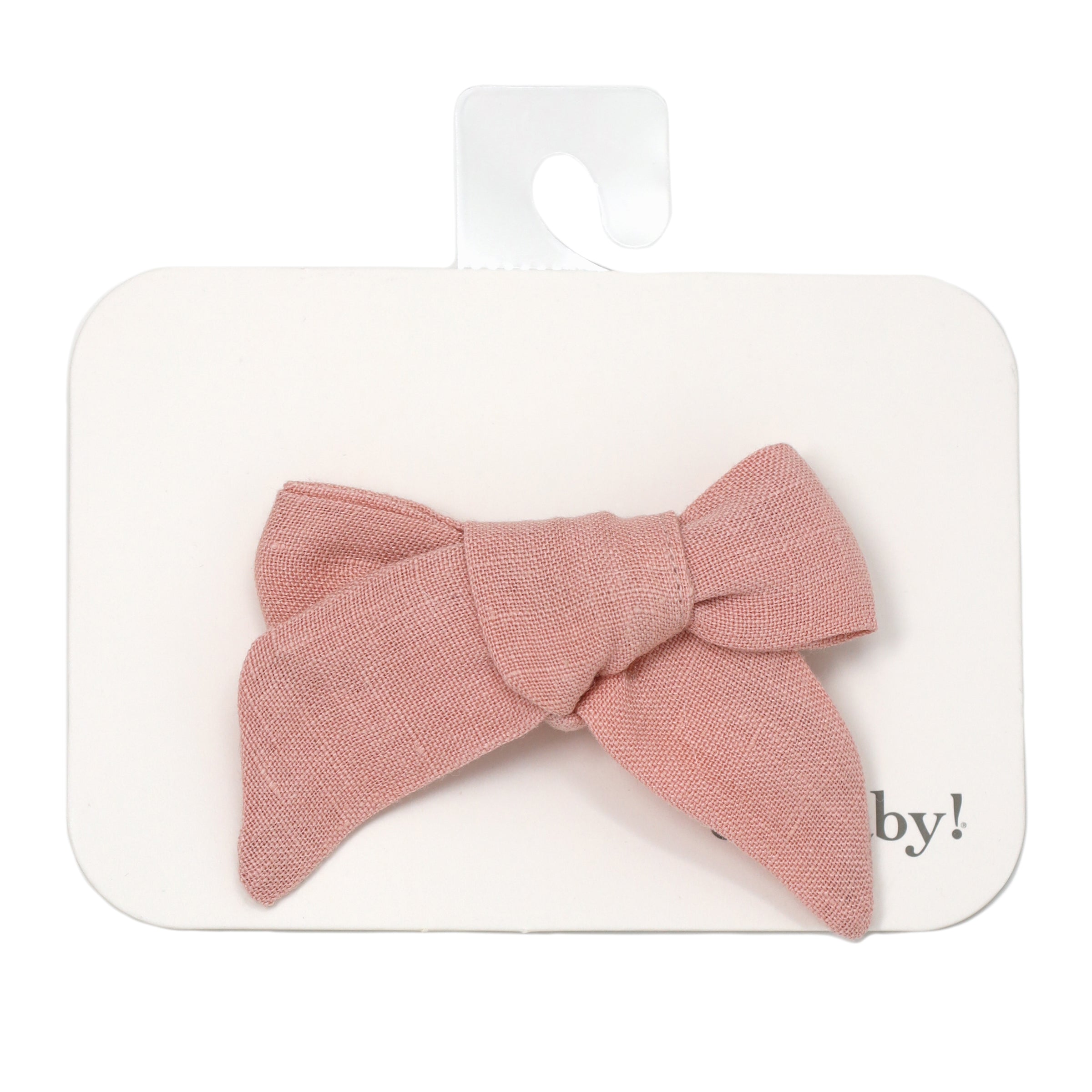 oh baby! School Girl Bow Linen Hair Clip Medium - Peony