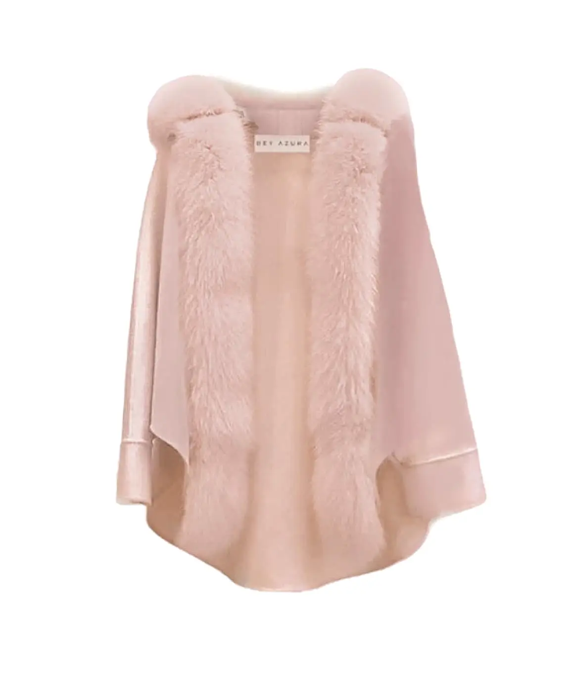 Oversized Australian Wool Fox Fur Trim Poncho