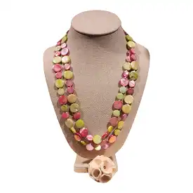 Sea Lily Pink and Green Mother of Pearl AKA Necklace