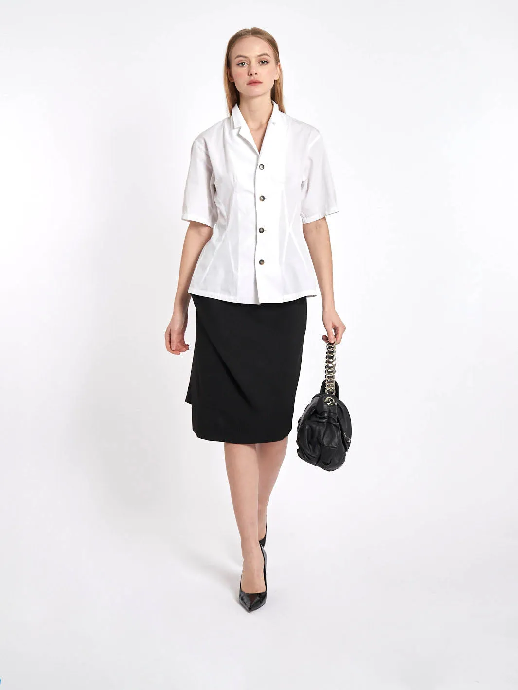 Short sleeves white Y2K Gothic by Yohji Yamamoto blouse