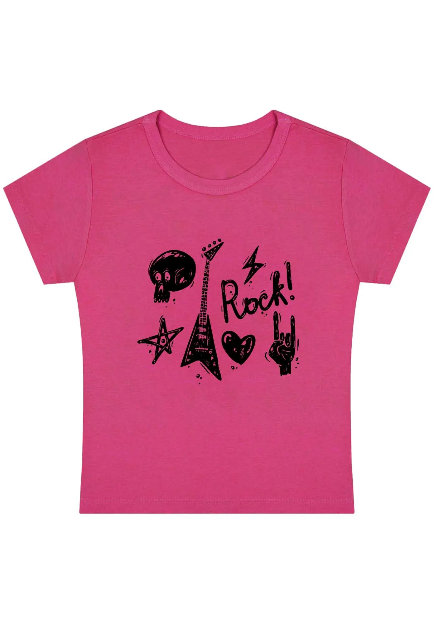 Skull Guitar Rock Heart Star Y2K Baby Tee