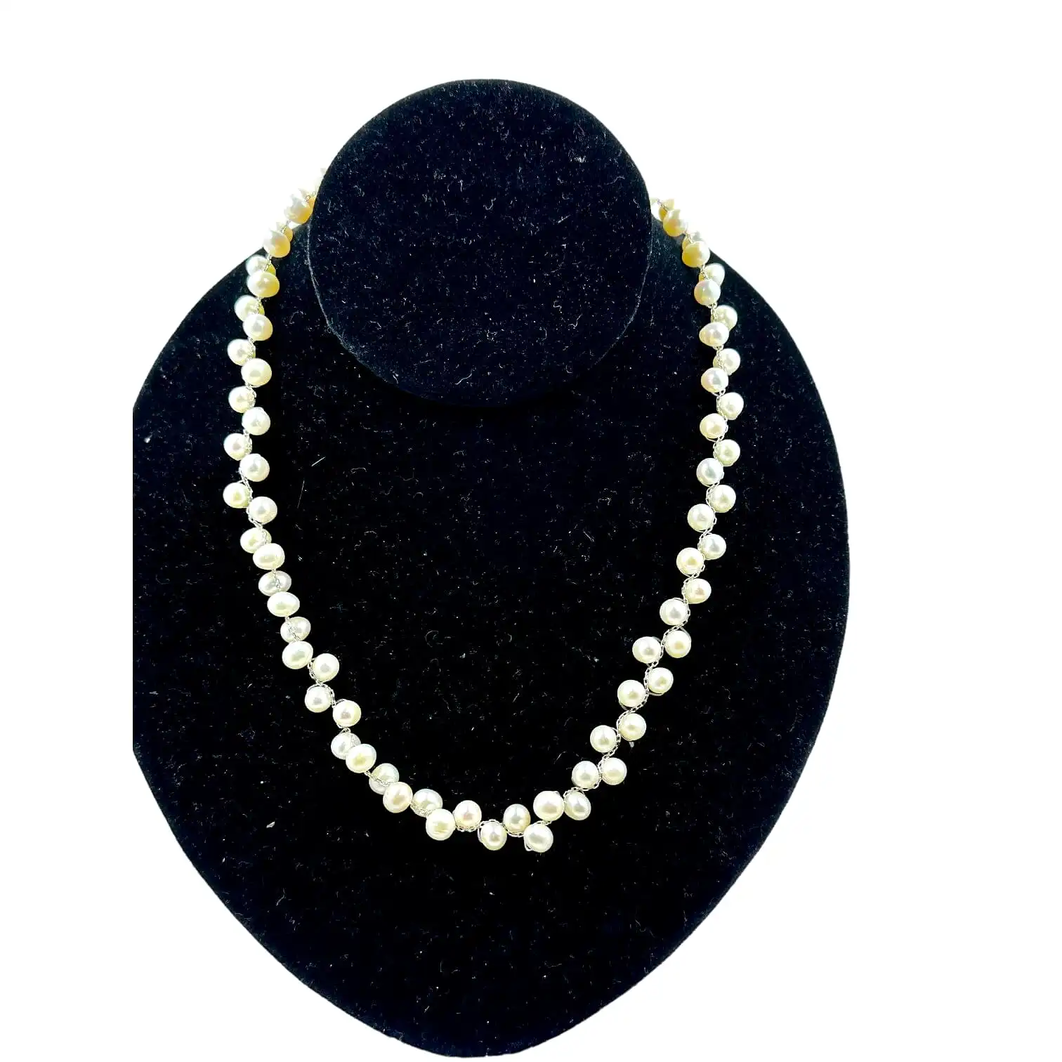 Sterling Silver Braided Cultured Freshwater Pearl Necklace