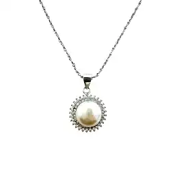 Sterling Silver Cultured Freshwater White Pearl Necklace