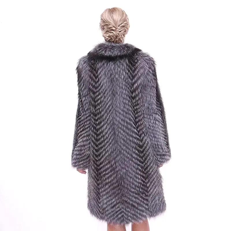 Striped Silver Fox For Coats Plus Size