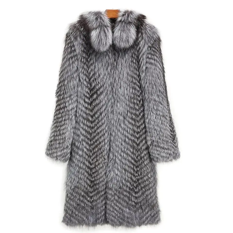 Striped Silver Fox For Coats Plus Size