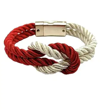 The Original Love Knot Satin Rope Bracelet- Red and White