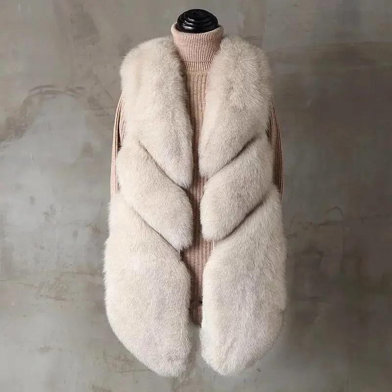 Three Asymmetrical Panel Genuine Fox Fur Gilet