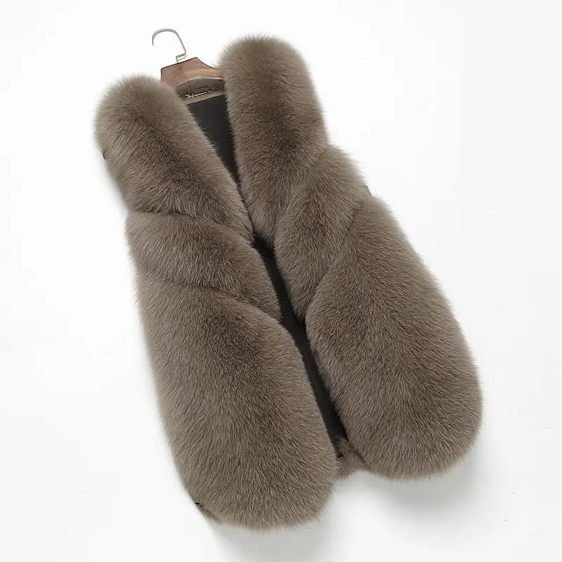 Three Asymmetrical Panel Genuine Fox Fur Gilet