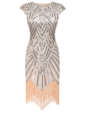 [US Warehouse] Pink 1920s Tassel Gatsby Flapper Dress