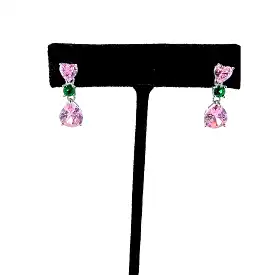 Victoria Pink and Green Drop Earrings