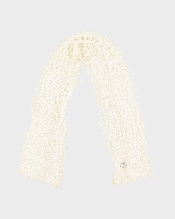 Vintage Cream Knit Fluffy Scarf