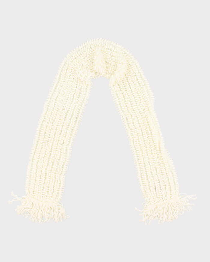 Vintage Hand Knit Cream Fluffy Scarf