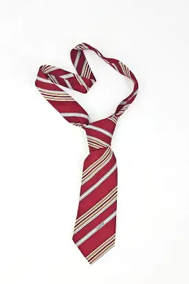 VINTAGE LANVIN 100% Silk Red Blue Brown Stripe Tie (57)