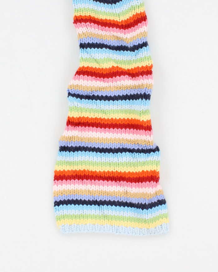 Vintage Rainbow Striped Knit Skinny Scarf