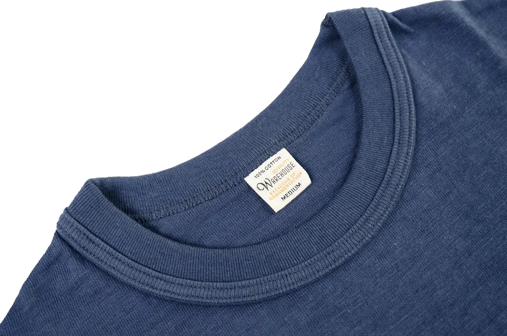 Warehouse Slub Cotton T-Shirt - Navy w/ Pocket