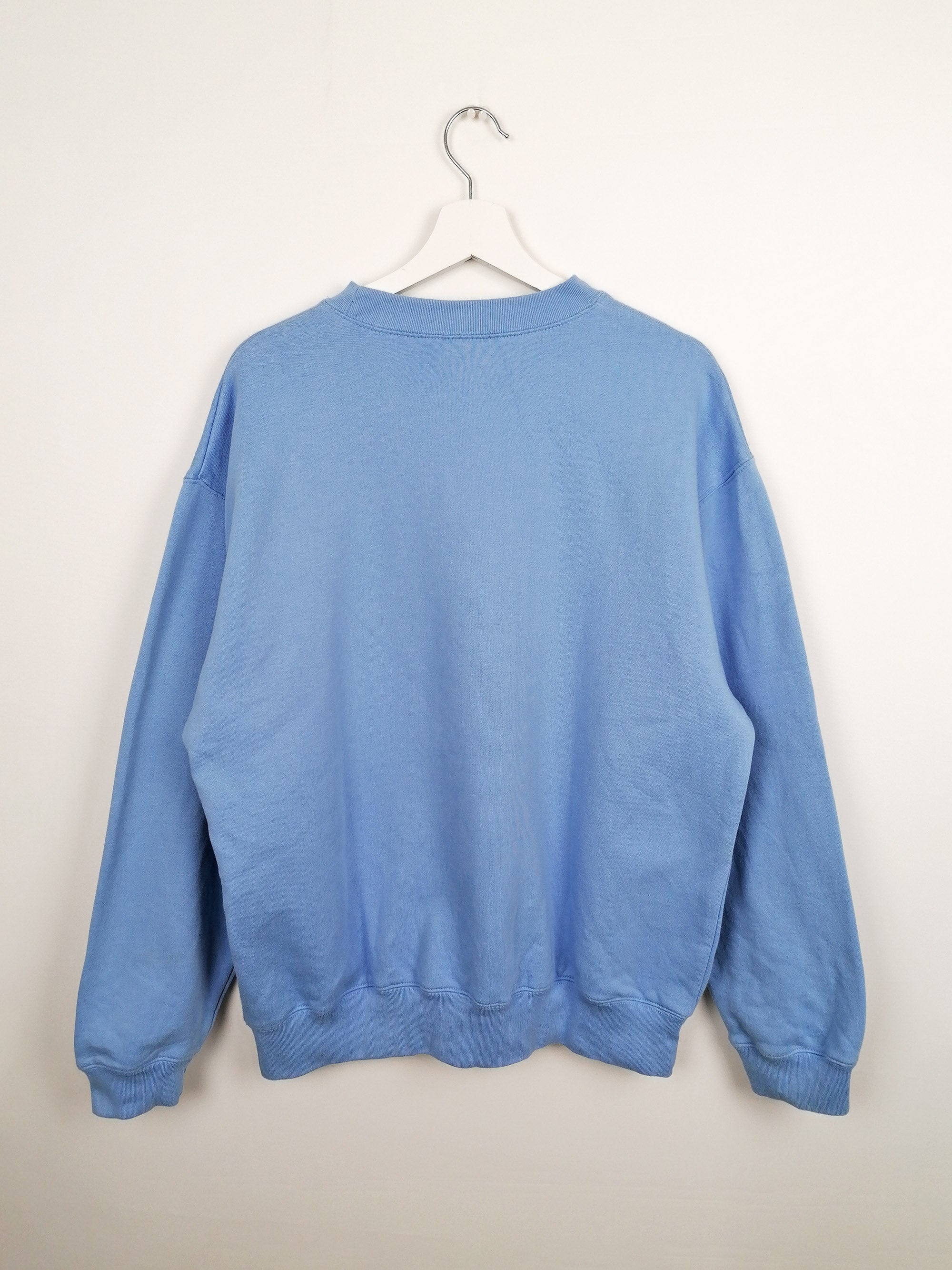 WHALE Retro Print Baby Blue Sweatshirt - size L