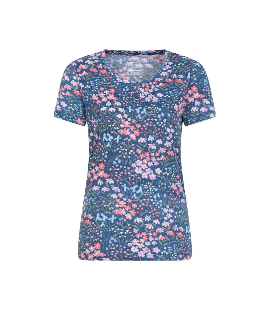 Womens/ladies devon floral keyhole t-shirt navy Mountain Warehouse