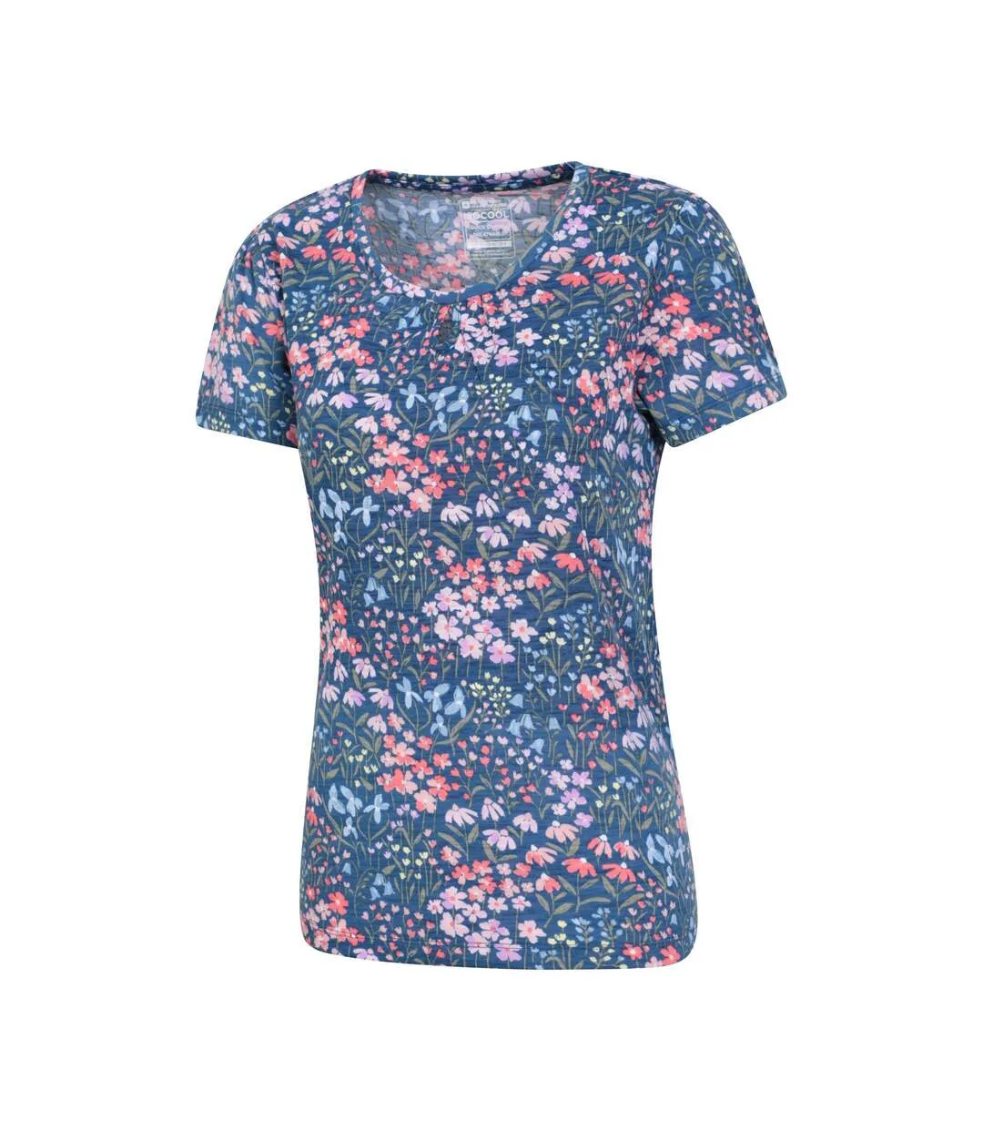 Womens/ladies devon floral keyhole t-shirt navy Mountain Warehouse