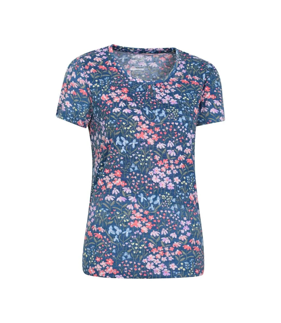 Womens/ladies devon floral keyhole t-shirt navy Mountain Warehouse