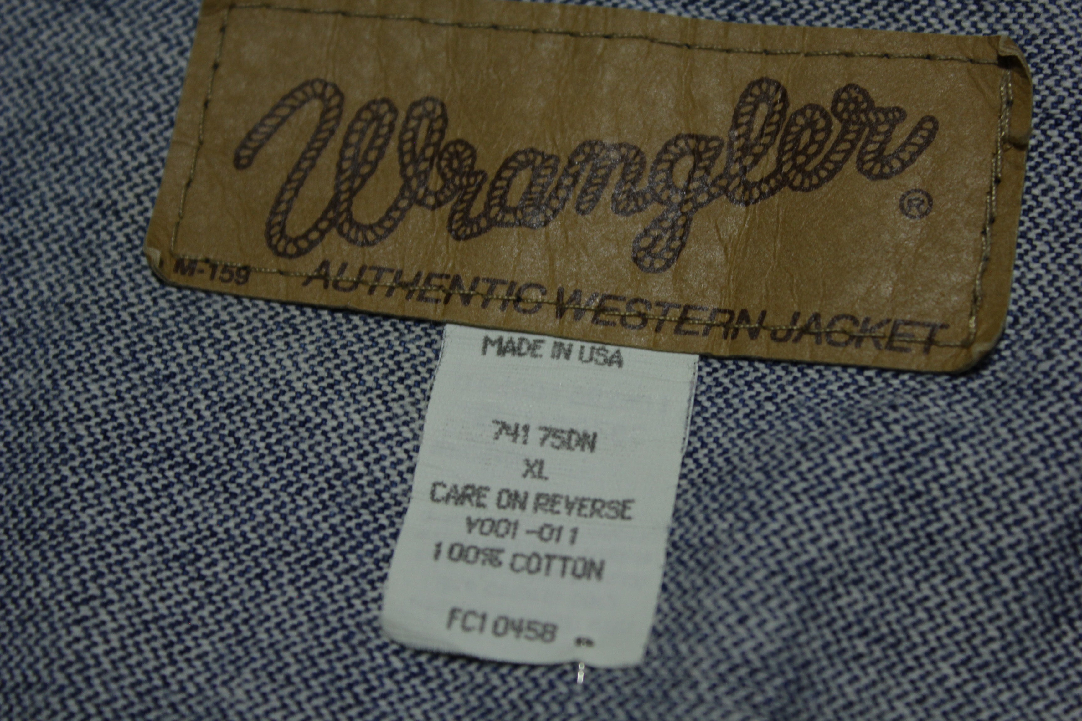 Wrangler 74175DN Vintage Blue 80's Denim Jean Jacket Vest Made in USA