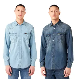 Wrangler Mens Heritage Western Denim Shirt