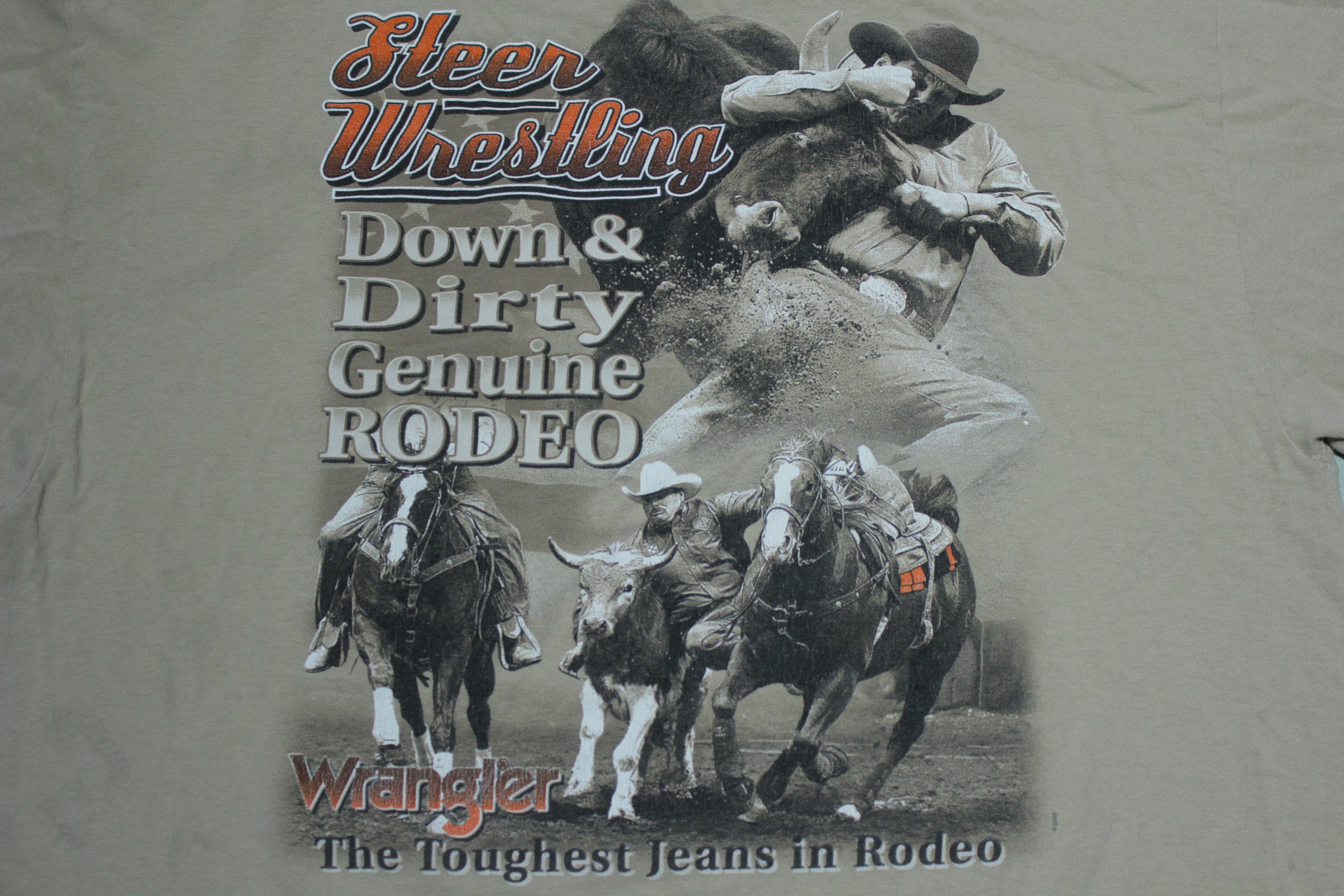 Wrangler Steer Wrestling Vintage 90's Rodeo Pro Cowboy Western T-Shirt