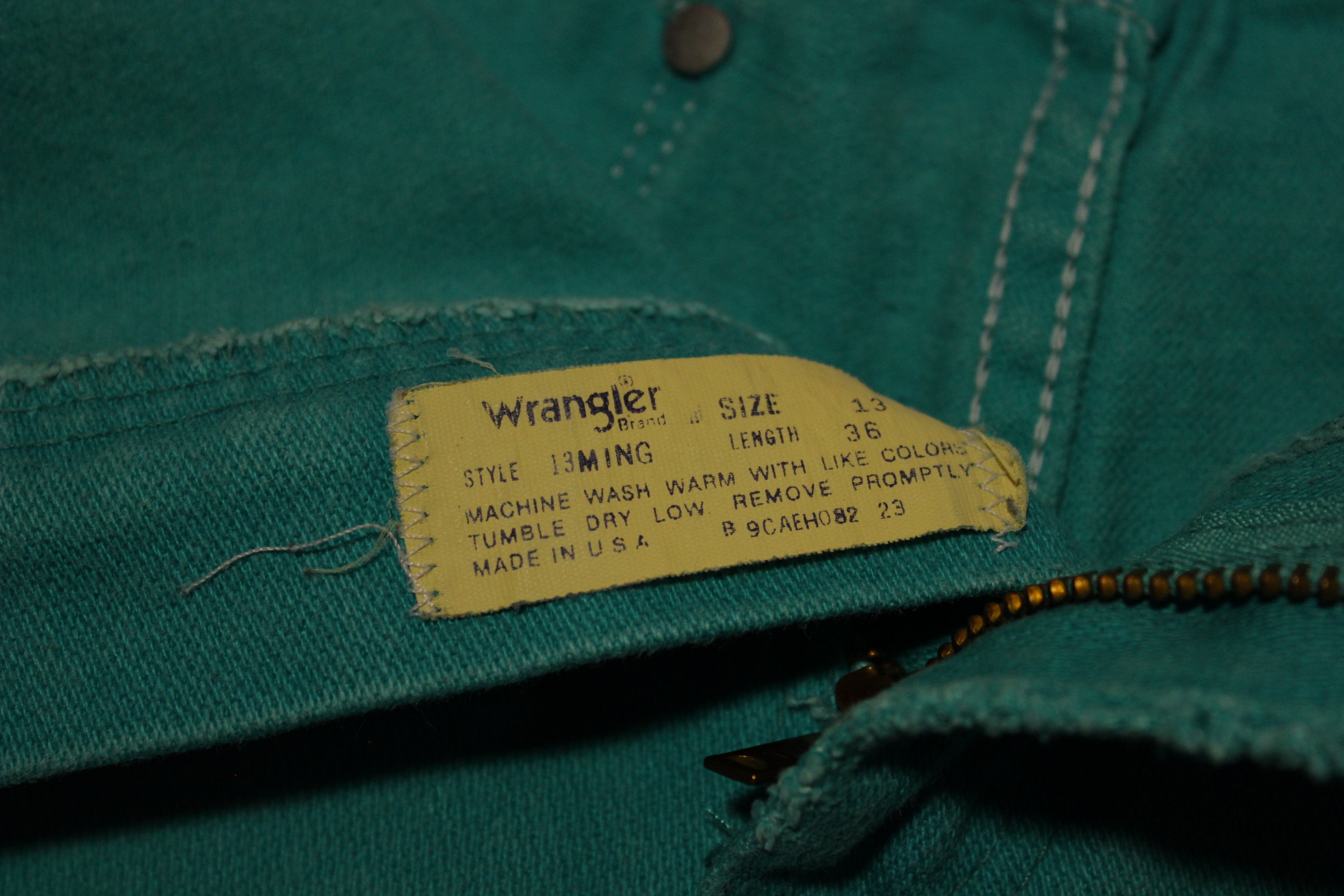 Wrangler Vintage 80's Paper Tag Hot Green Distressed Cutoff Jean Shorts