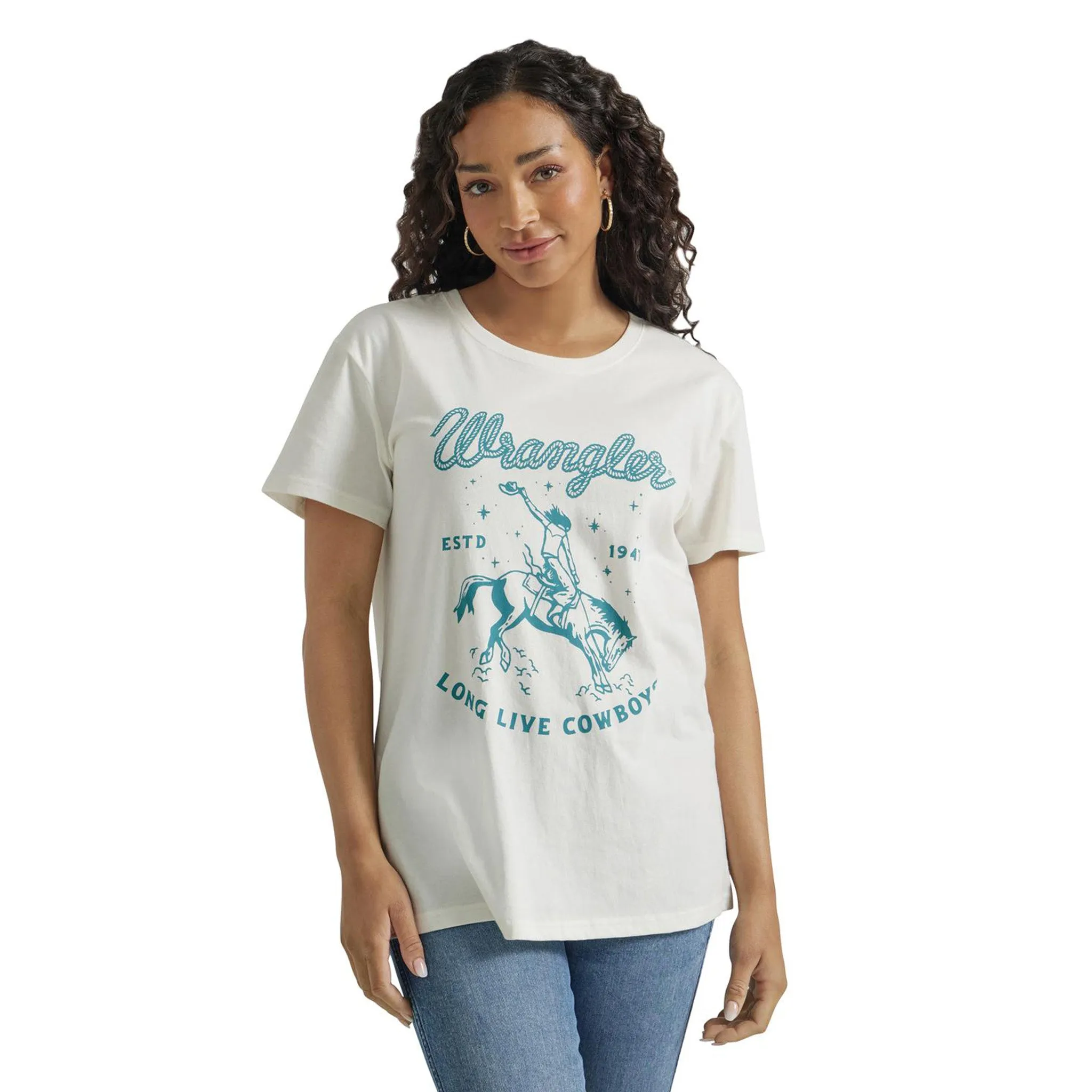 Wrangler Women's White & Teal Tee