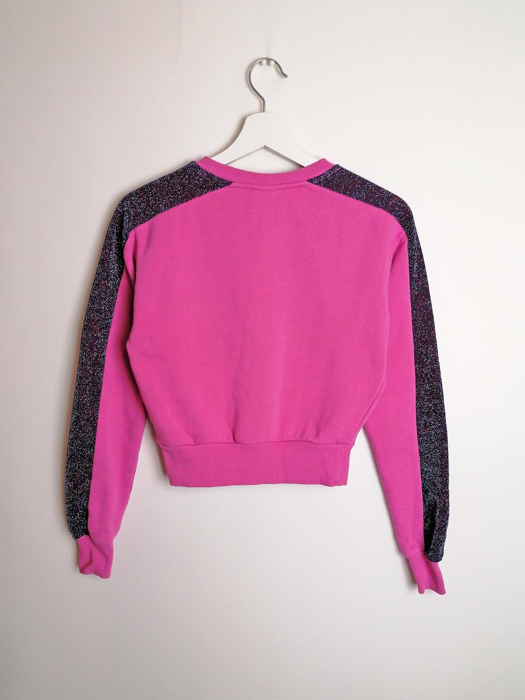 Y2K ELLESSE Crop Sweatshirt Glitter Sleeves - size XS