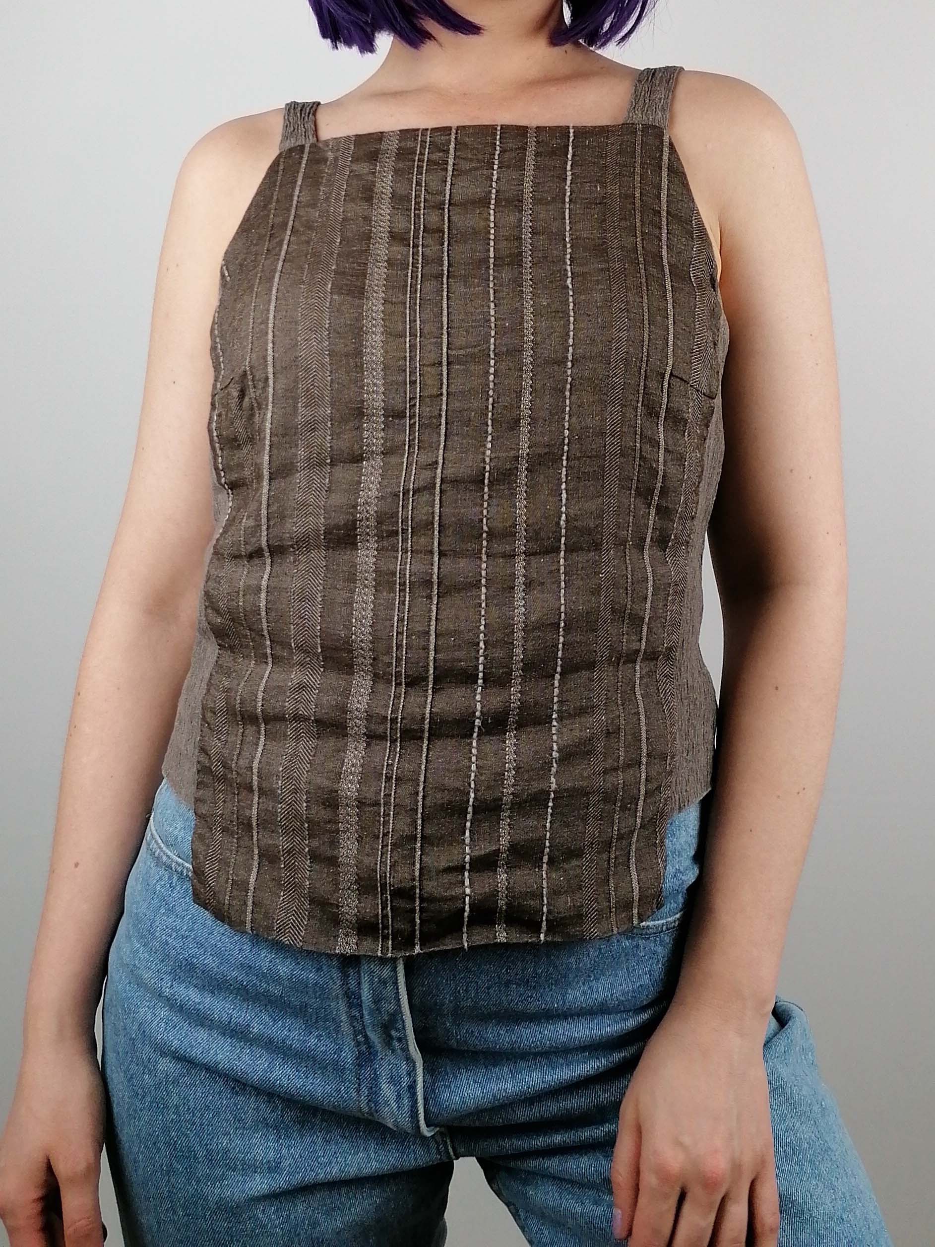 Y2K KELLO Denmark Linen Vest Top - M