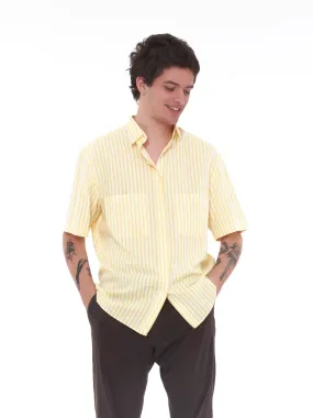 Y2K Short-sleeved summer shirt with white and yellow stripes